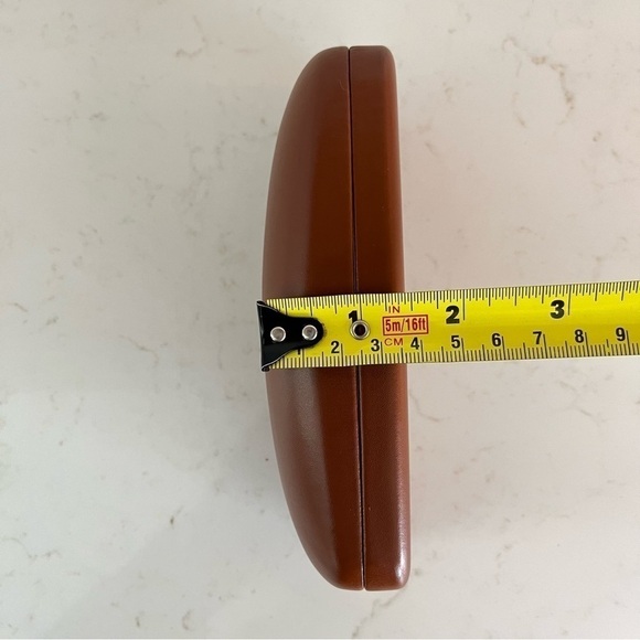 New Longchamp Paris Matte Dark Cognac Brown Clamshell Dome Sunglasses Case - Picture 10 of 10